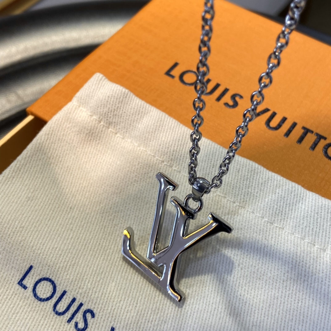 Louis Vuitton White Yellow LV Monogram Penddant Necklace - Best Replica Jewelry™