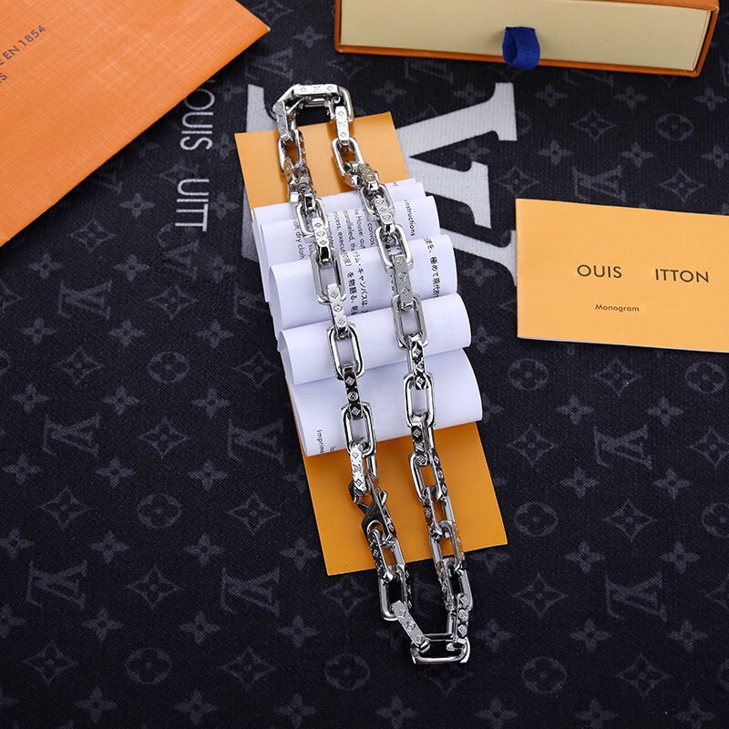 Louis Vuitton Mixed Color Cuban Chain Mens Necklace - Best Replica Jewelry™