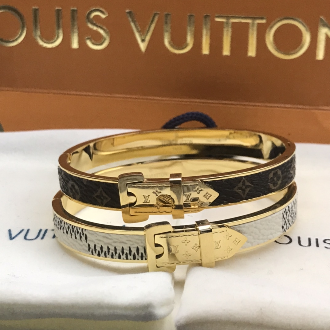 Louis Vuitton Leather Couple Bangle Bracelet - Best Replica Jewelry™