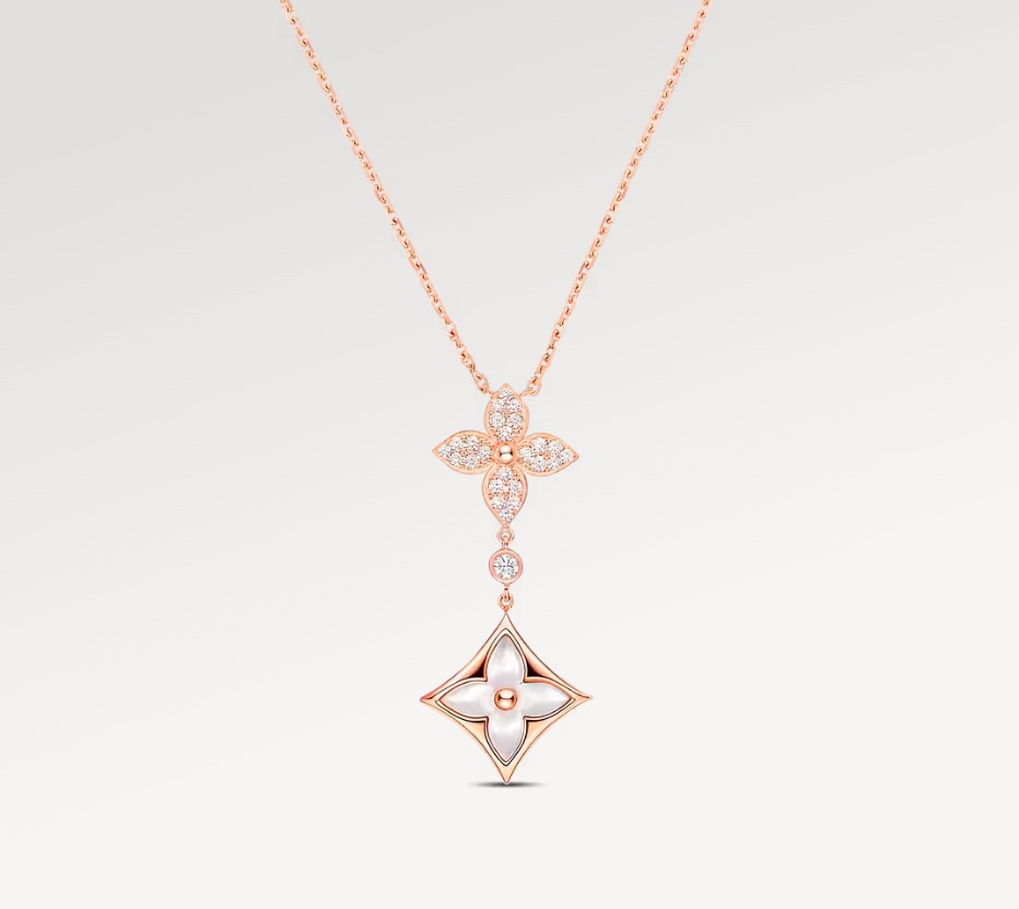 Louis Vuitton Rose Gold Star Sun Pendant Necklace - Best Replica Jewelry™