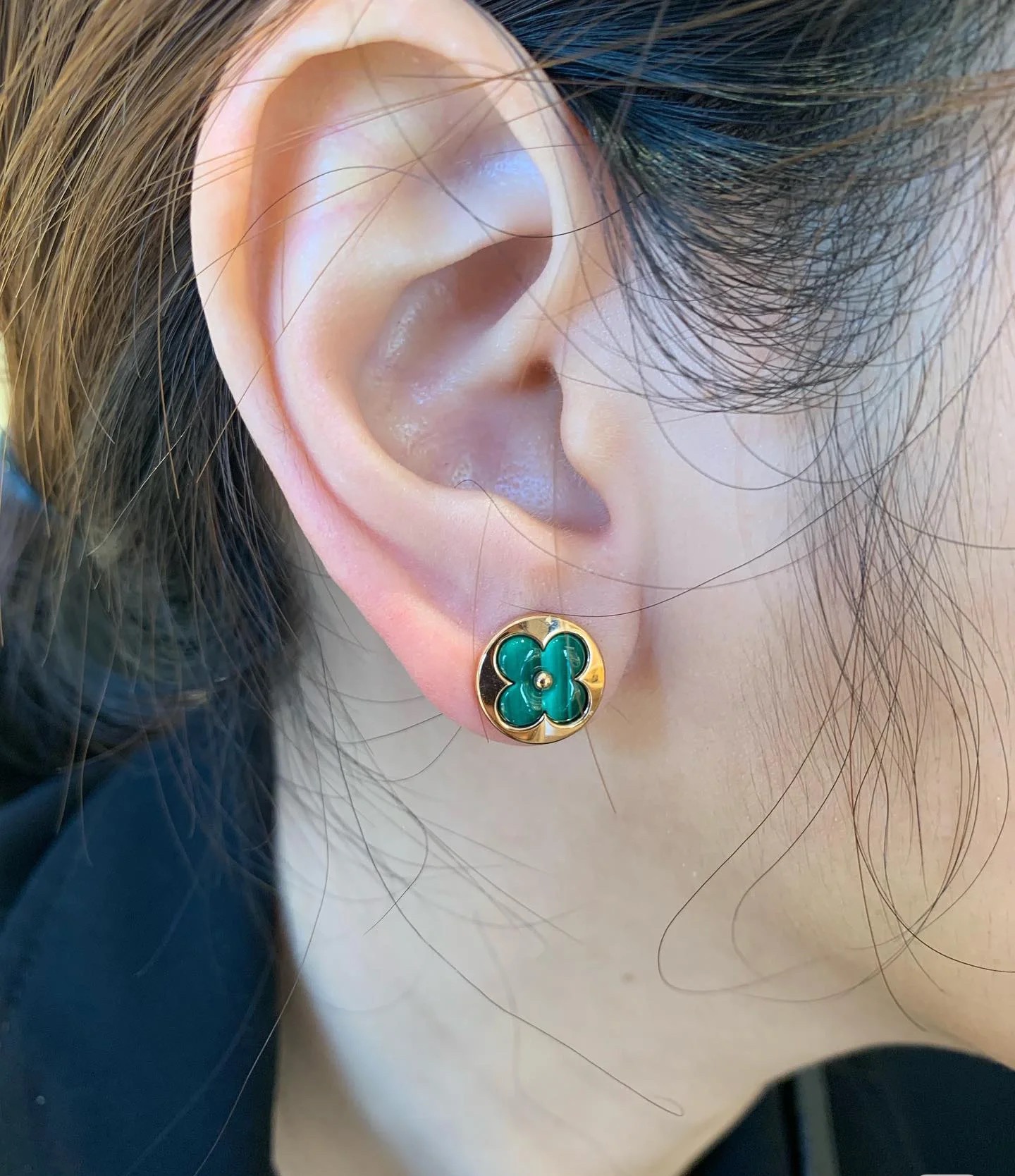 Louis Vuitton Green Malachite Stud Earrings - Best Replica Jewelry™
