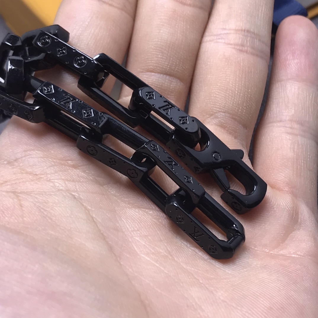 Louis Vuitton Full Black Monogram Bracelet Mens - Best Replica Jewelry™