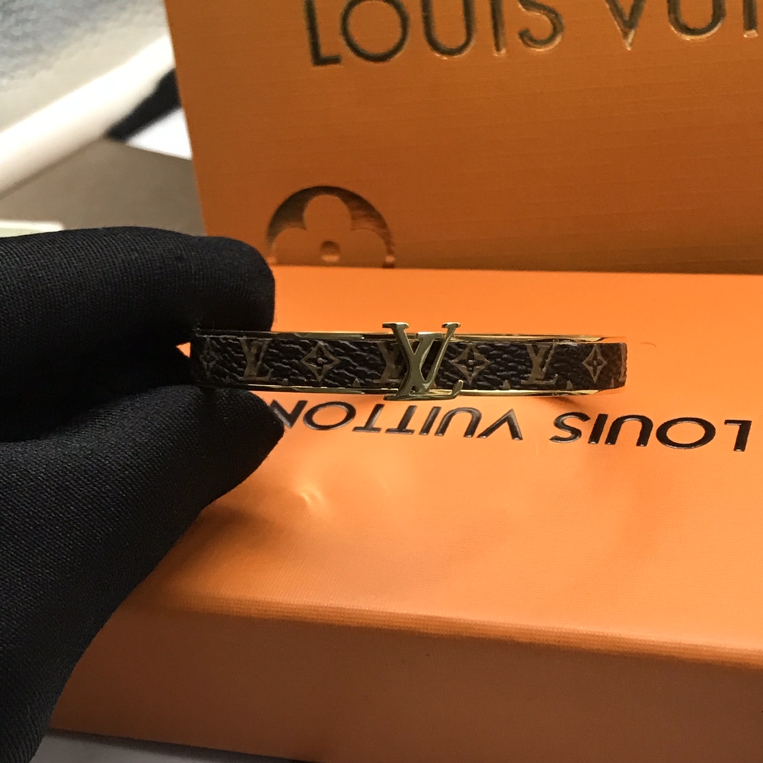 Louis Vuitton LV Monogram Leather Bangle Couple Bracelet - Best Replica Jewelry™
