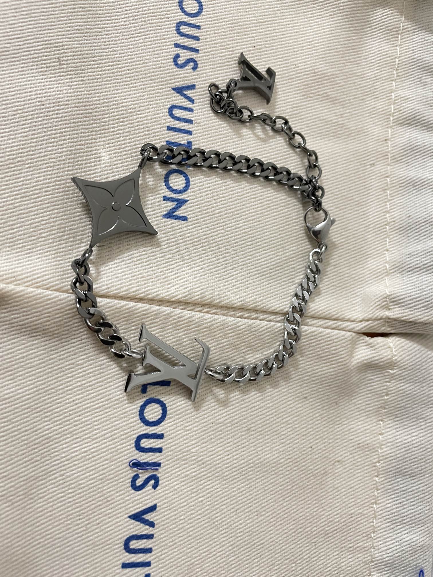 Louis Vuitton Silver Black Gold Mixed Metal Color Unisex Bracelet - Best Replica Jewelry™