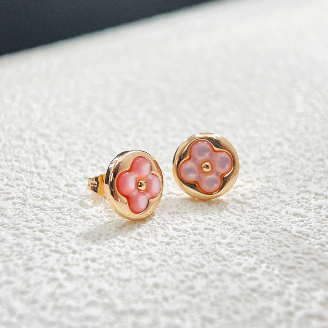 Louis Vuitton Pink Mother of Pearl Stud Earrings - Best Replica Jewelry™