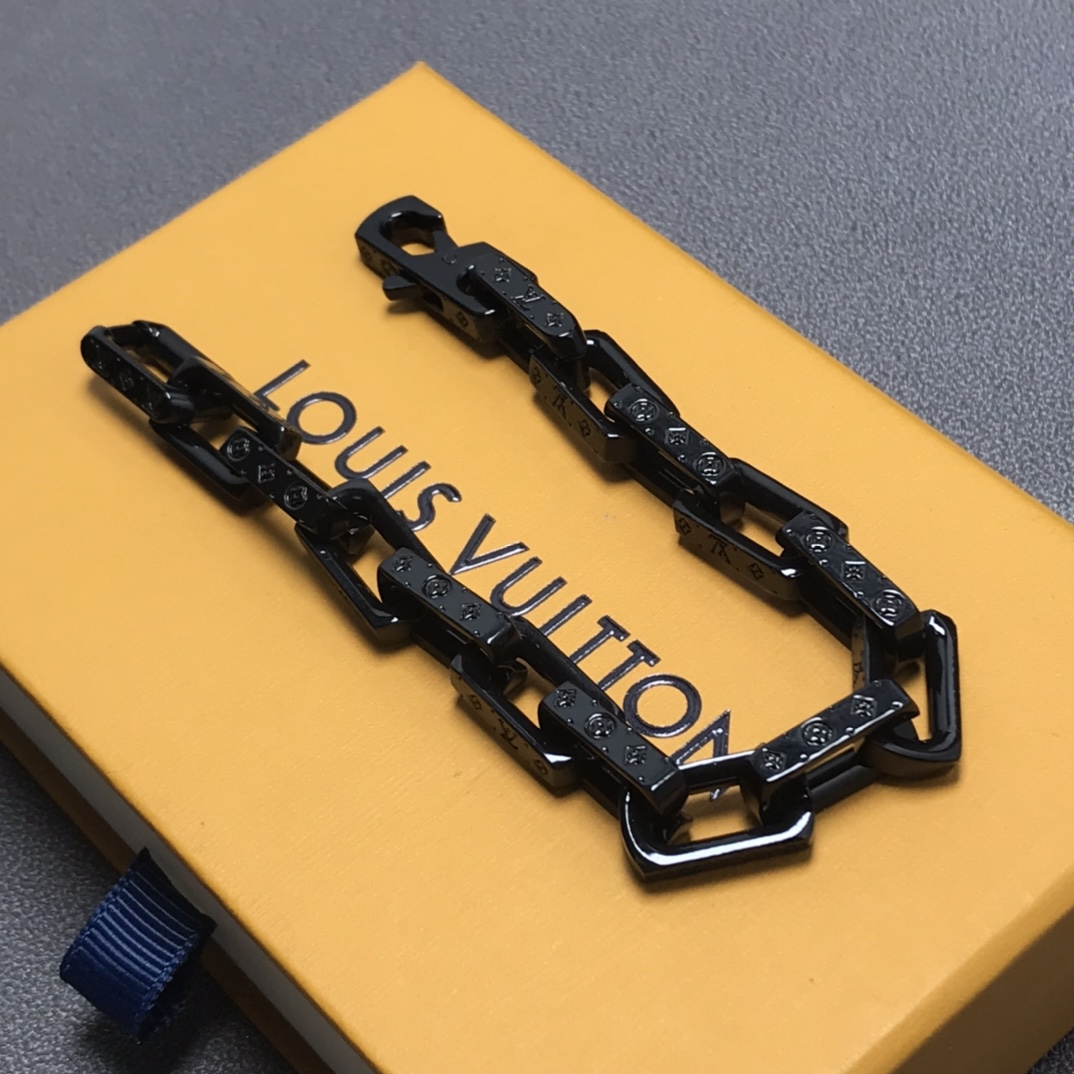 Louis Vuitton Full Black Monogram Bracelet Mens - Best Replica Jewelry™