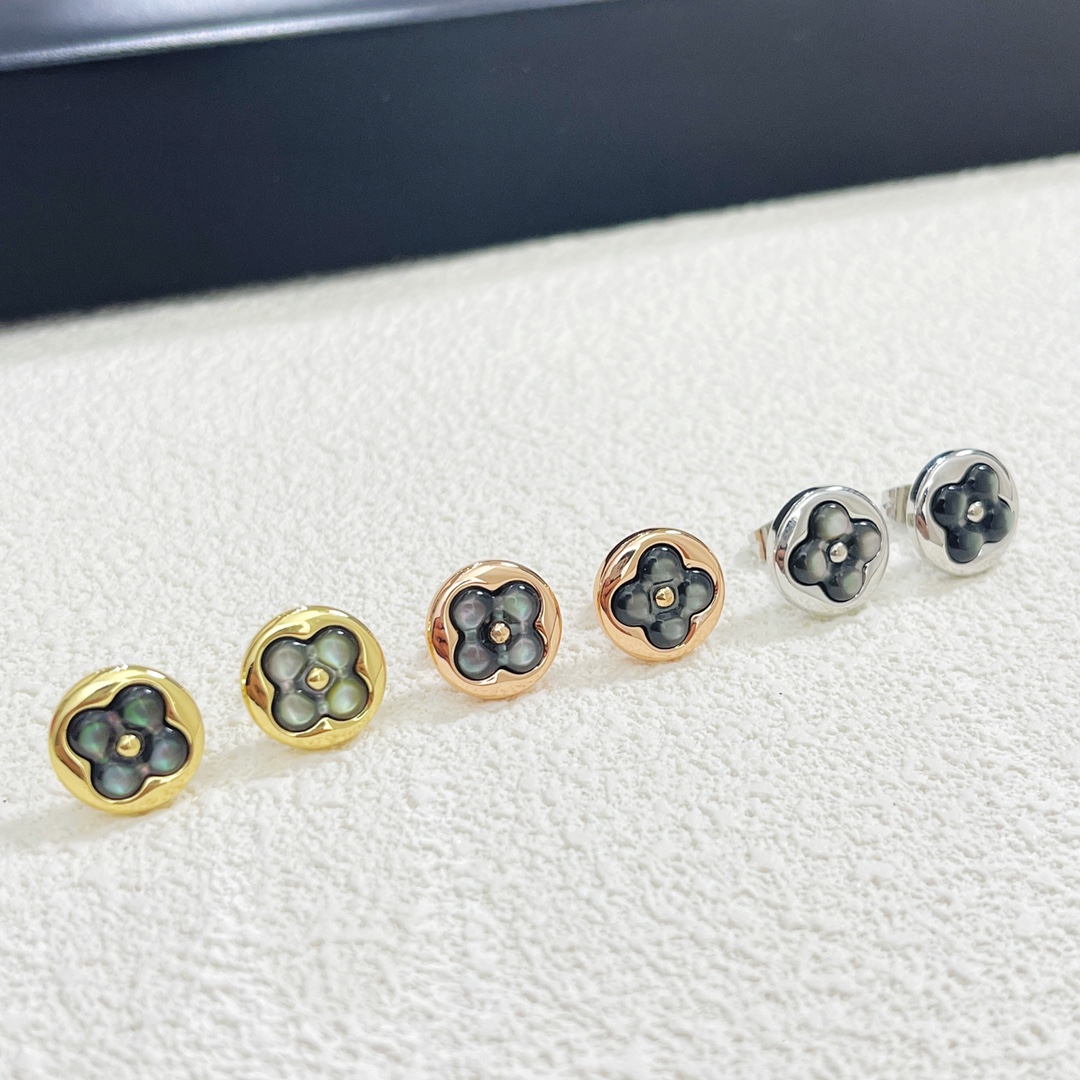 Louis Vuitton Gray Mother of Pearl Stud Earrings - Best Replica Jewelry™
