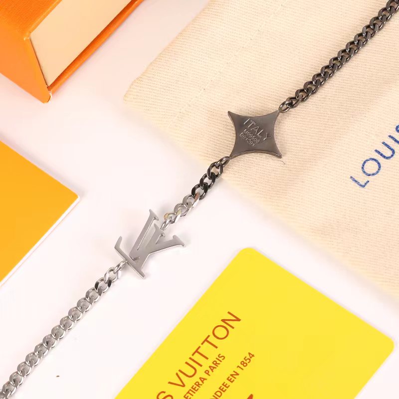 Louis Vuitton Silver Black Gold Mixed Metal Color Unisex Bracelet - Best Replica Jewelry™