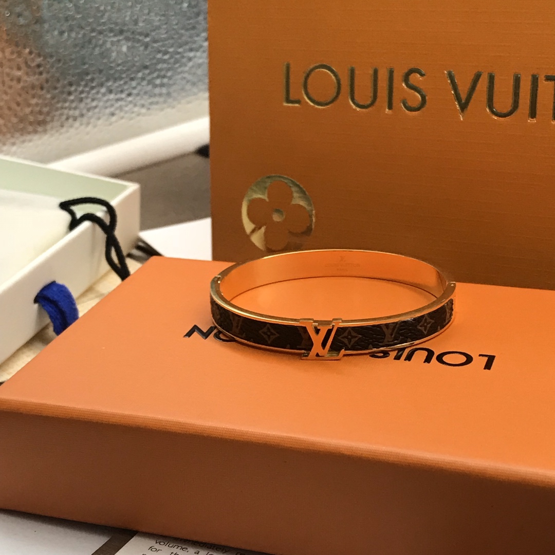 Louis Vuitton LV Monogram Leather Bangle Couple Bracelet - Best Replica Jewelry™