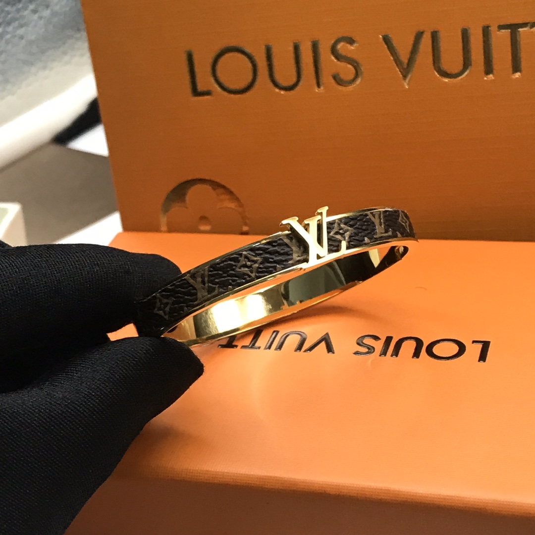 Louis Vuitton LV Monogram Leather Bangle Couple Bracelet - Best Replica Jewelry™