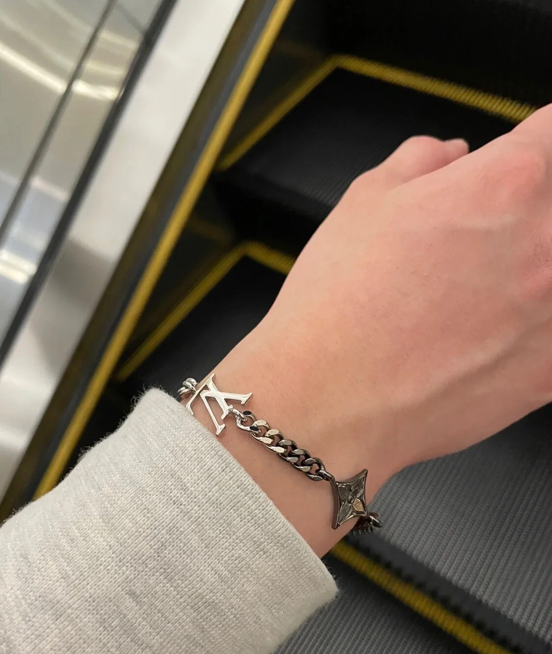 Louis Vuitton Silver Black Gold Mixed Metal Color Unisex Bracelet - Best Replica Jewelry™