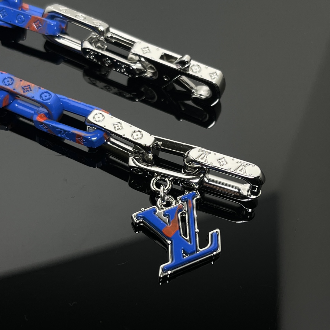 Louis Vuitton Blue Silver Mixed Color Men's Monogram Bracelet - Best Replica Jewelry™