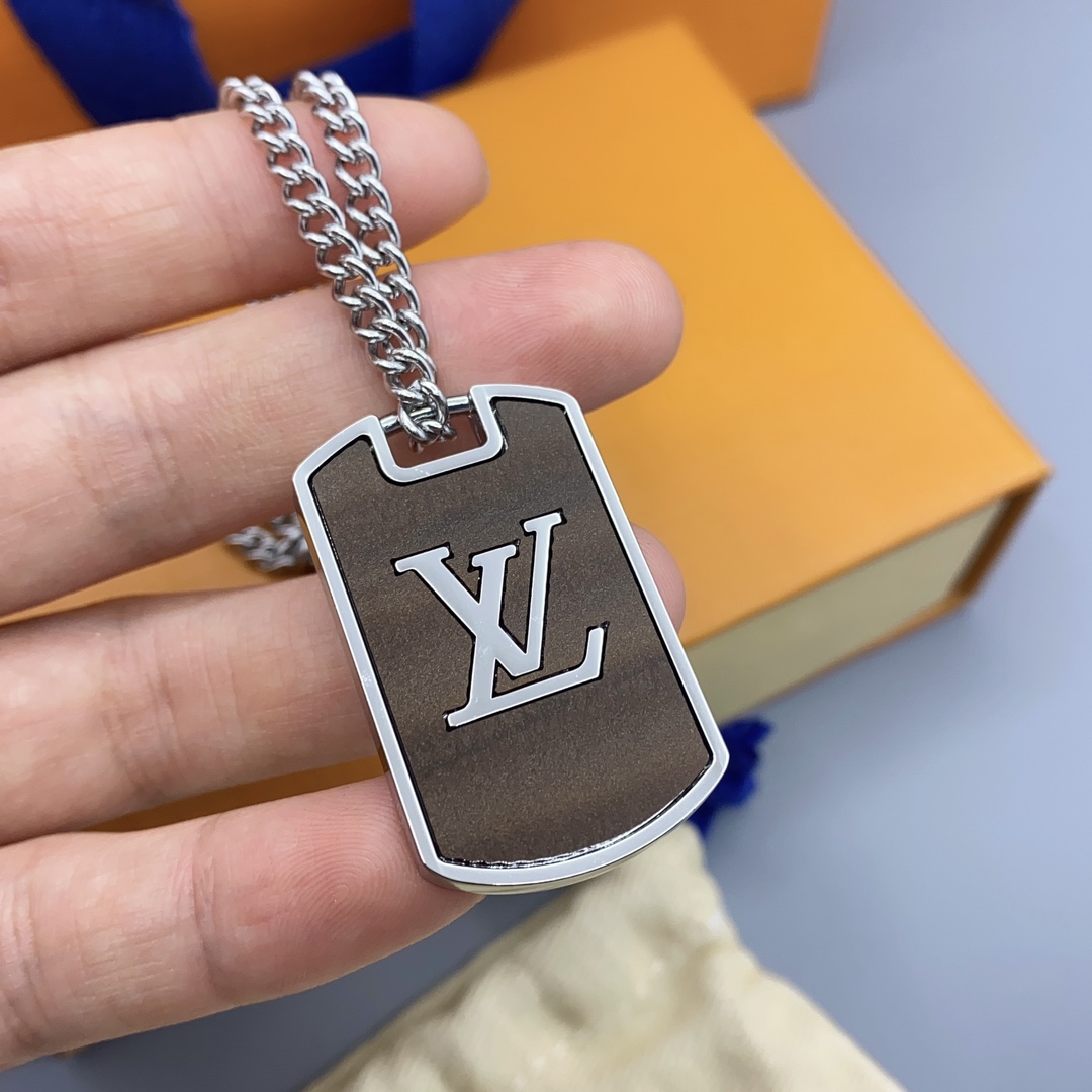 Louis Vuitton Two-sided Engraved Monogram Tag Necklace - Best Replica Jewelry™