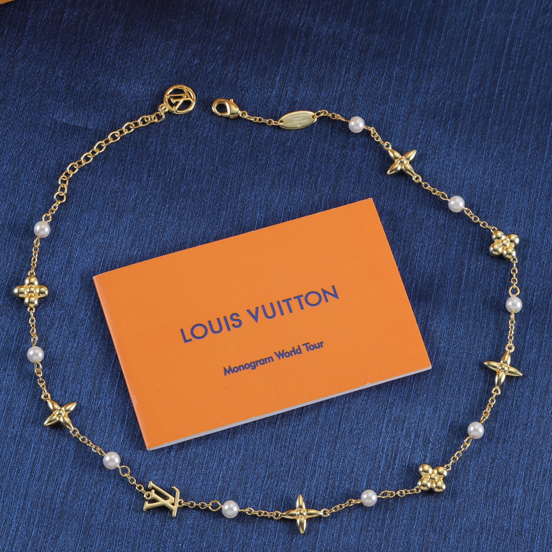 Louis Vuitton Floating Pearl LV Bracelet and Necklace - Best Replica Jewelry™