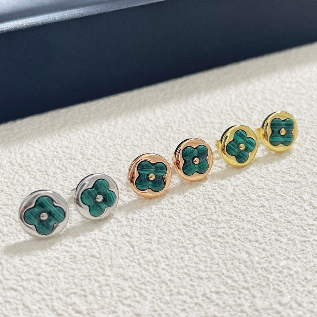 Louis Vuitton Green Malachite Stud Earrings - Best Replica Jewelry™