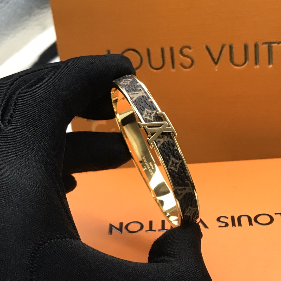 Louis Vuitton LV Monogram Leather Bangle Couple Bracelet - Best Replica Jewelry™