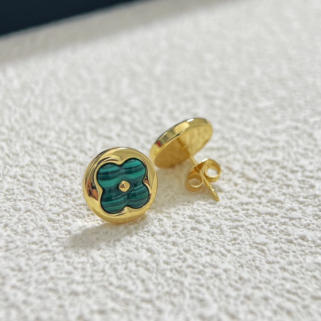 Louis Vuitton Green Malachite Stud Earrings - Best Replica Jewelry™