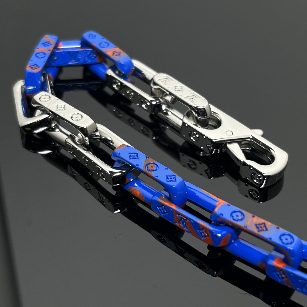 Louis Vuitton Blue Silver Mixed Color Men's Monogram Bracelet - Best Replica Jewelry™