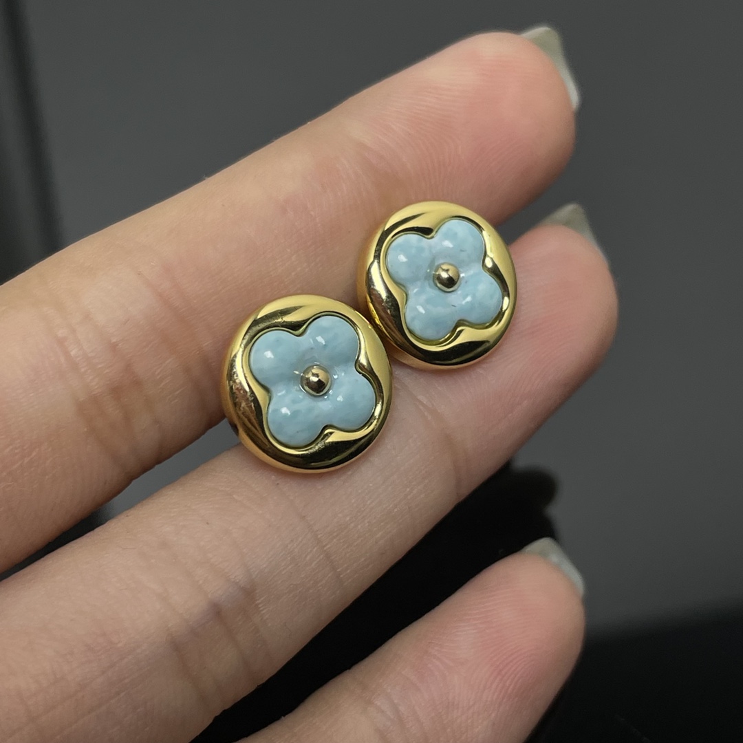 Louis Vuitton Blue Amazonite Stud Earrings - Best Replica Jewelry™