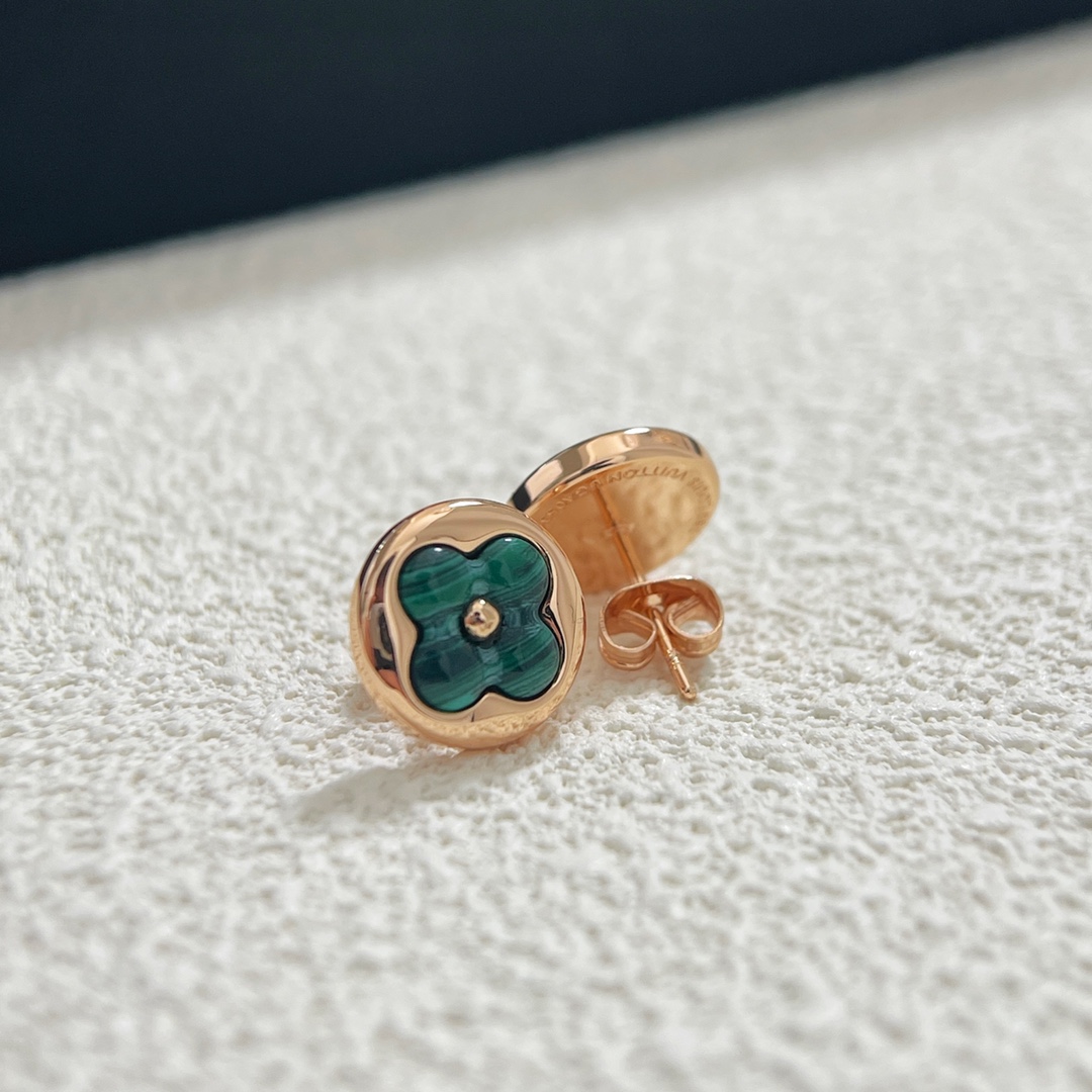 Louis Vuitton Green Malachite Stud Earrings - Best Replica Jewelry™