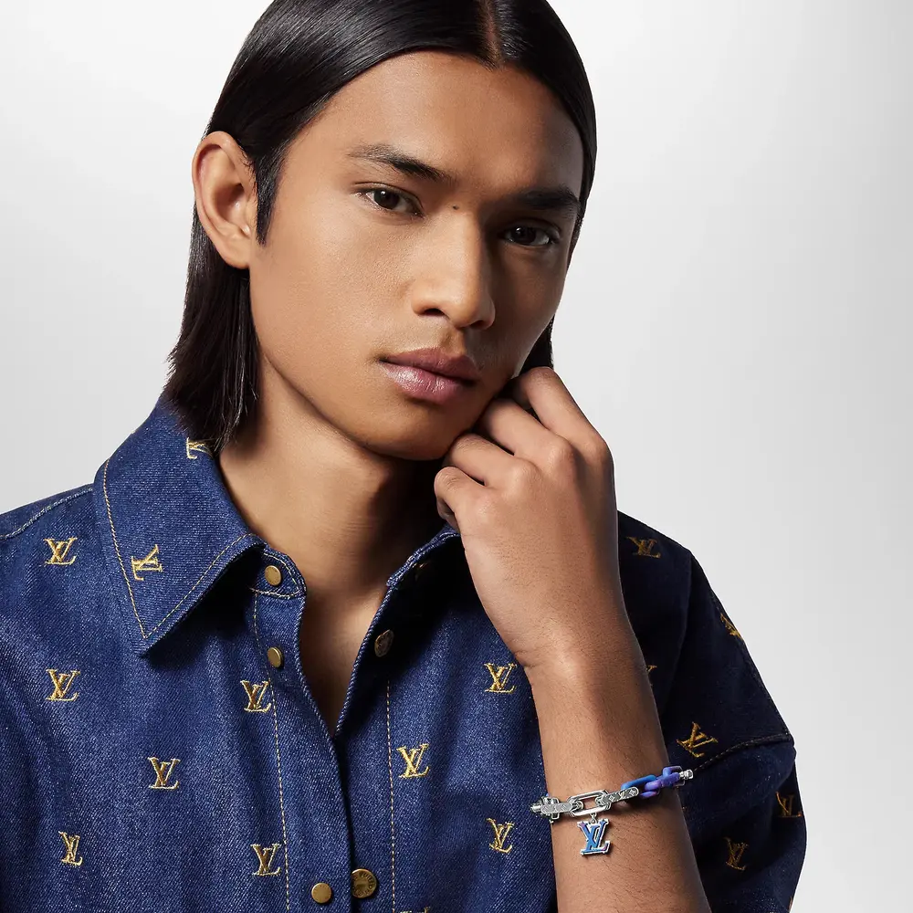 Louis Vuitton Blue Color Rendering Men's Monogram Bracelet - Best Replica Jewelry™