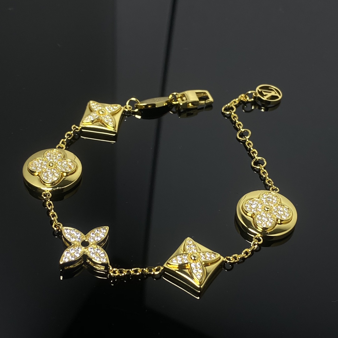 Louis Vuitton 5 Motifs Diamond Sun Star Bracelet - Best Replica Jewelry™