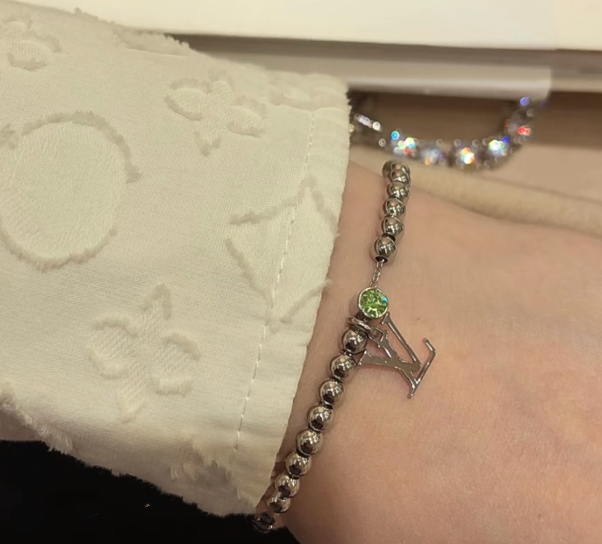 Louis Vuitton Steel Color Beads Men's Bracelet Necklace - Best Replica Jewelry™