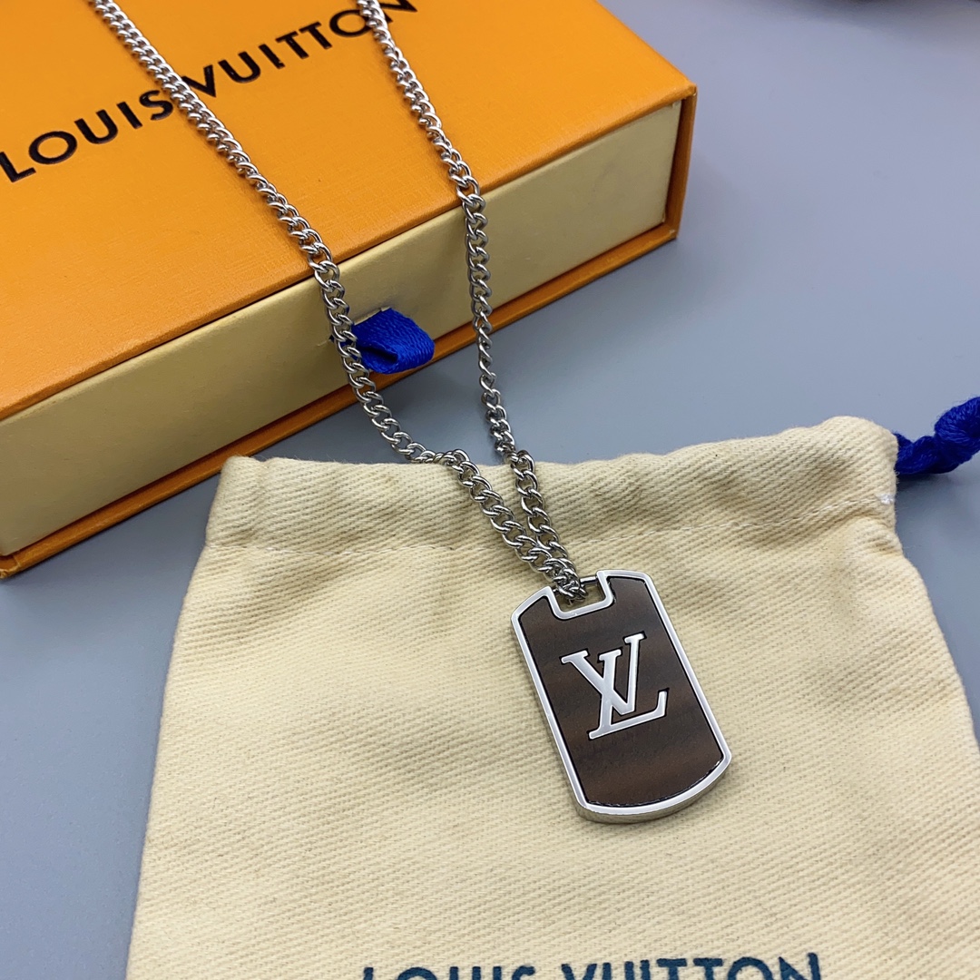 Louis Vuitton Two-sided Engraved Monogram Tag Necklace - Best Replica Jewelry™