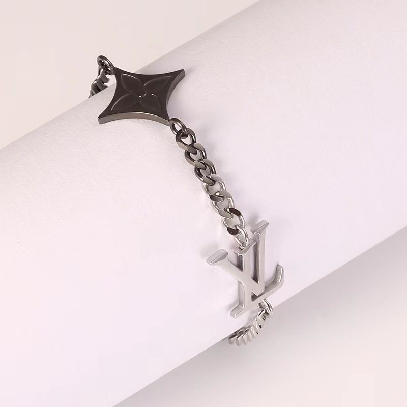 Louis Vuitton Silver Black Gold Mixed Metal Color Unisex Bracelet - Best Replica Jewelry™