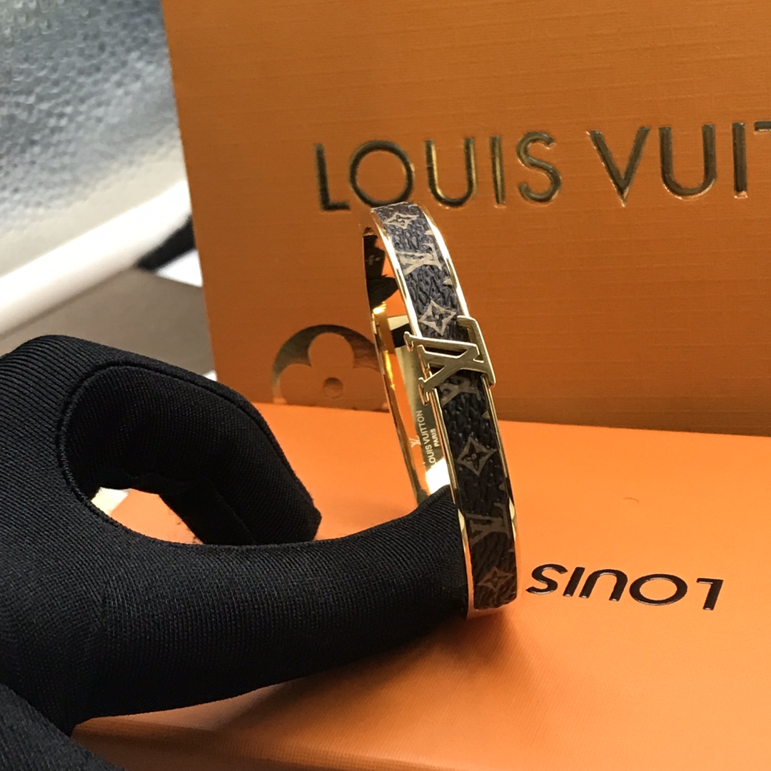 Louis Vuitton LV Monogram Leather Bangle Couple Bracelet - Best Replica Jewelry™