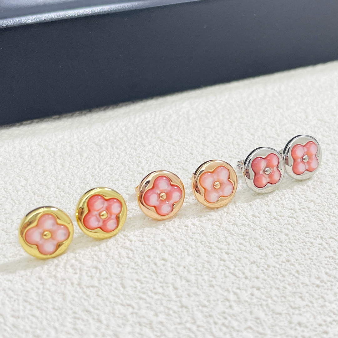 Louis Vuitton Pink Mother of Pearl Stud Earrings - Best Replica Jewelry™