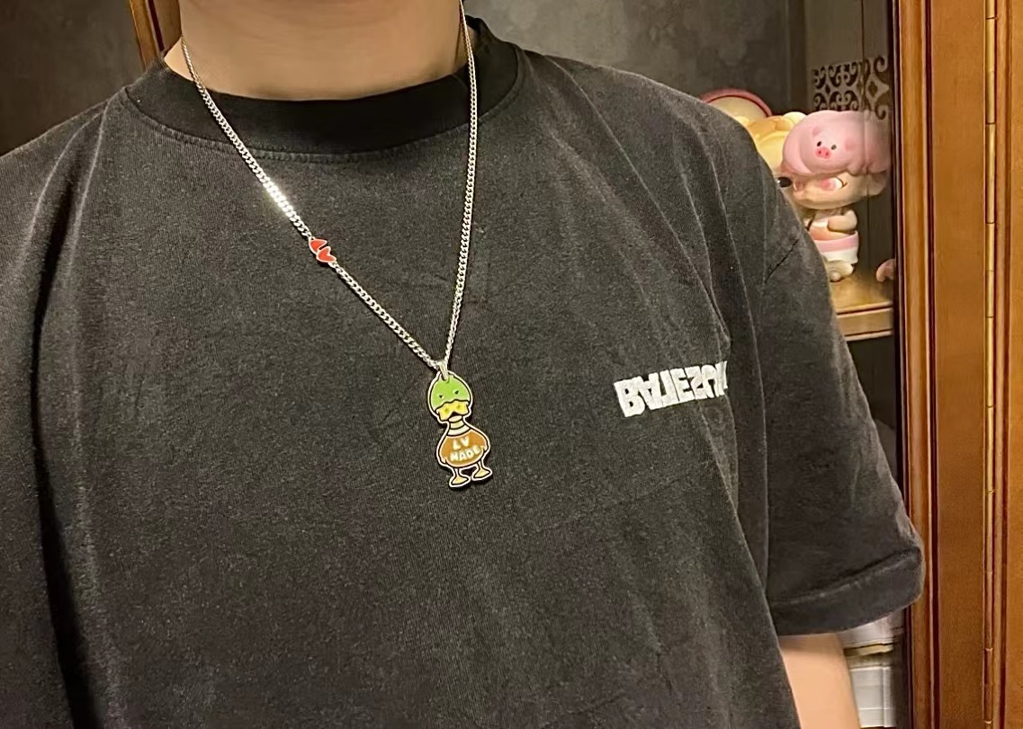 Louis Vuitton x Nigo Duck Pendant Necklace Silver - Best Replica Jewelry™