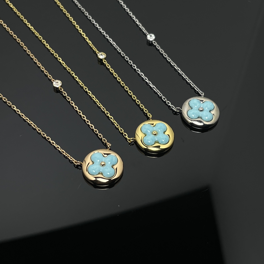 Louis Vuitton Blue Amazonite Sun Blossom Pendant Necklace - Best Replica Jewelry™