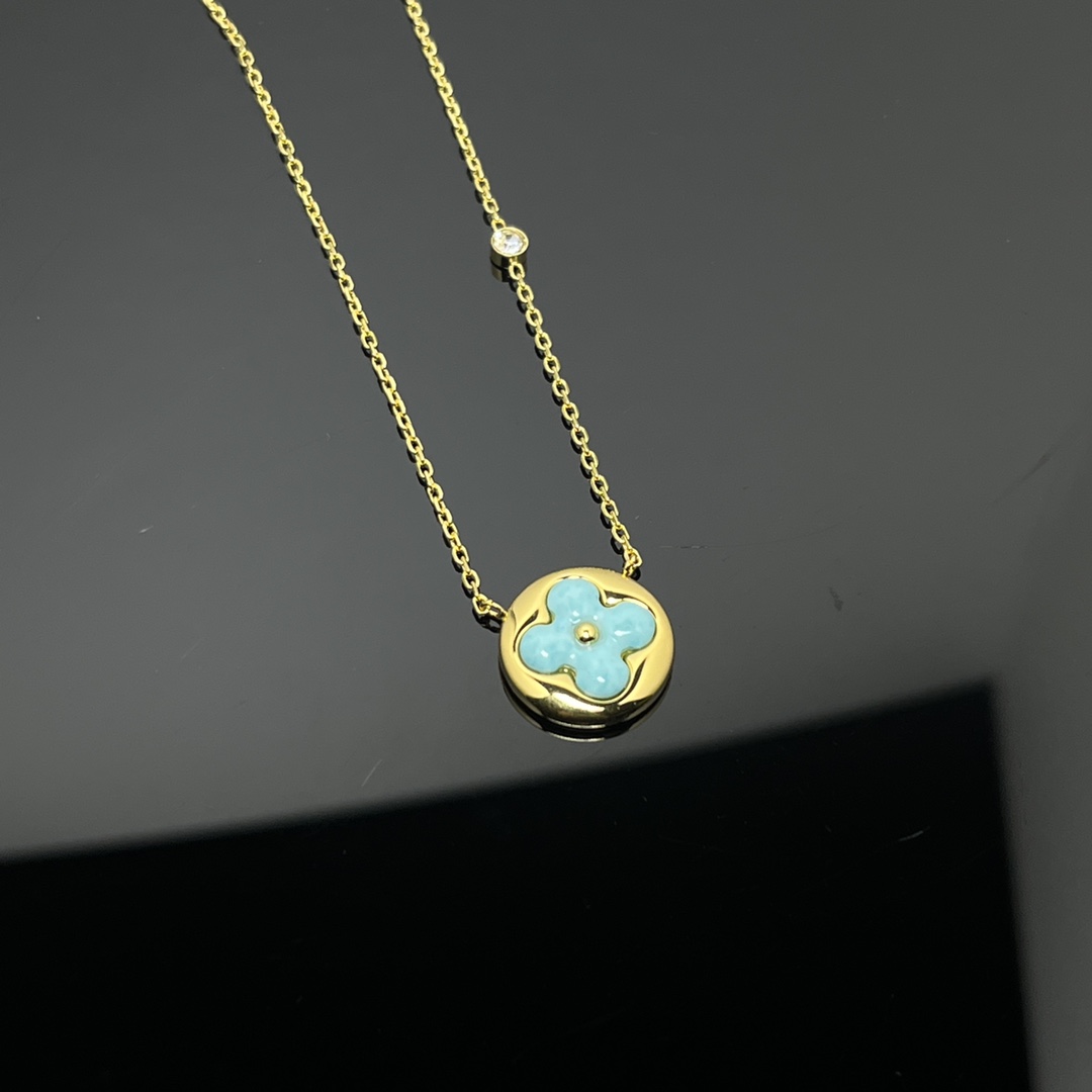 Louis Vuitton Blue Amazonite Sun Blossom Pendant Necklace - Best Replica Jewelry™
