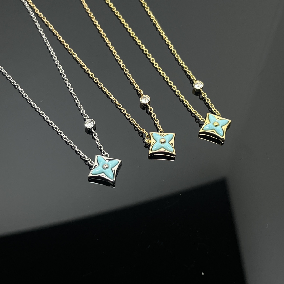 Louis Vuitton Blue Amazonite BB Star Pendant Necklace - Best Replica Jewelry™