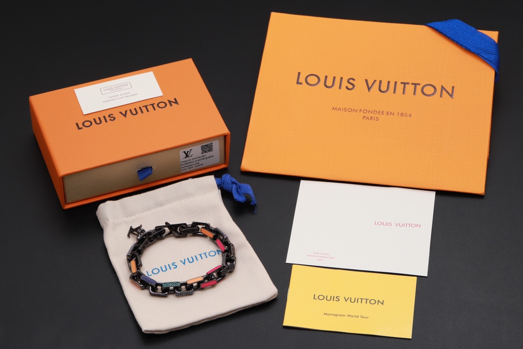 Louis Vuitton Black Gold Monogram Bracelet - Best Replica Jewelry™