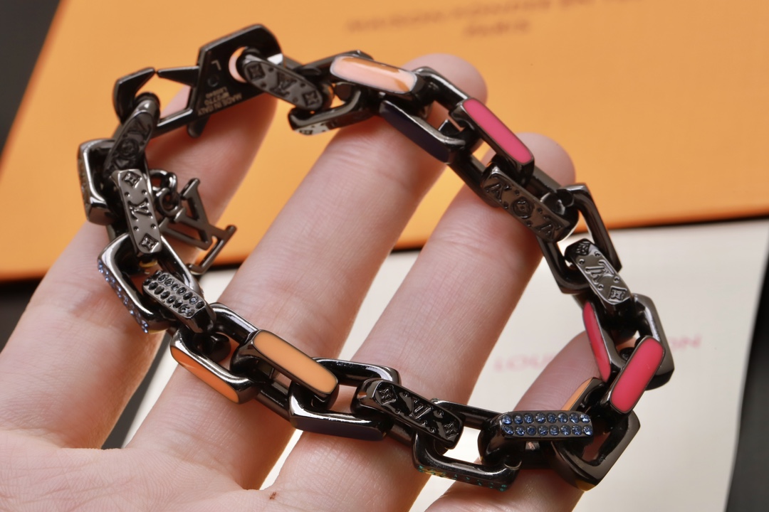 Louis Vuitton Black Gold Monogram Bracelet - Best Replica Jewelry™