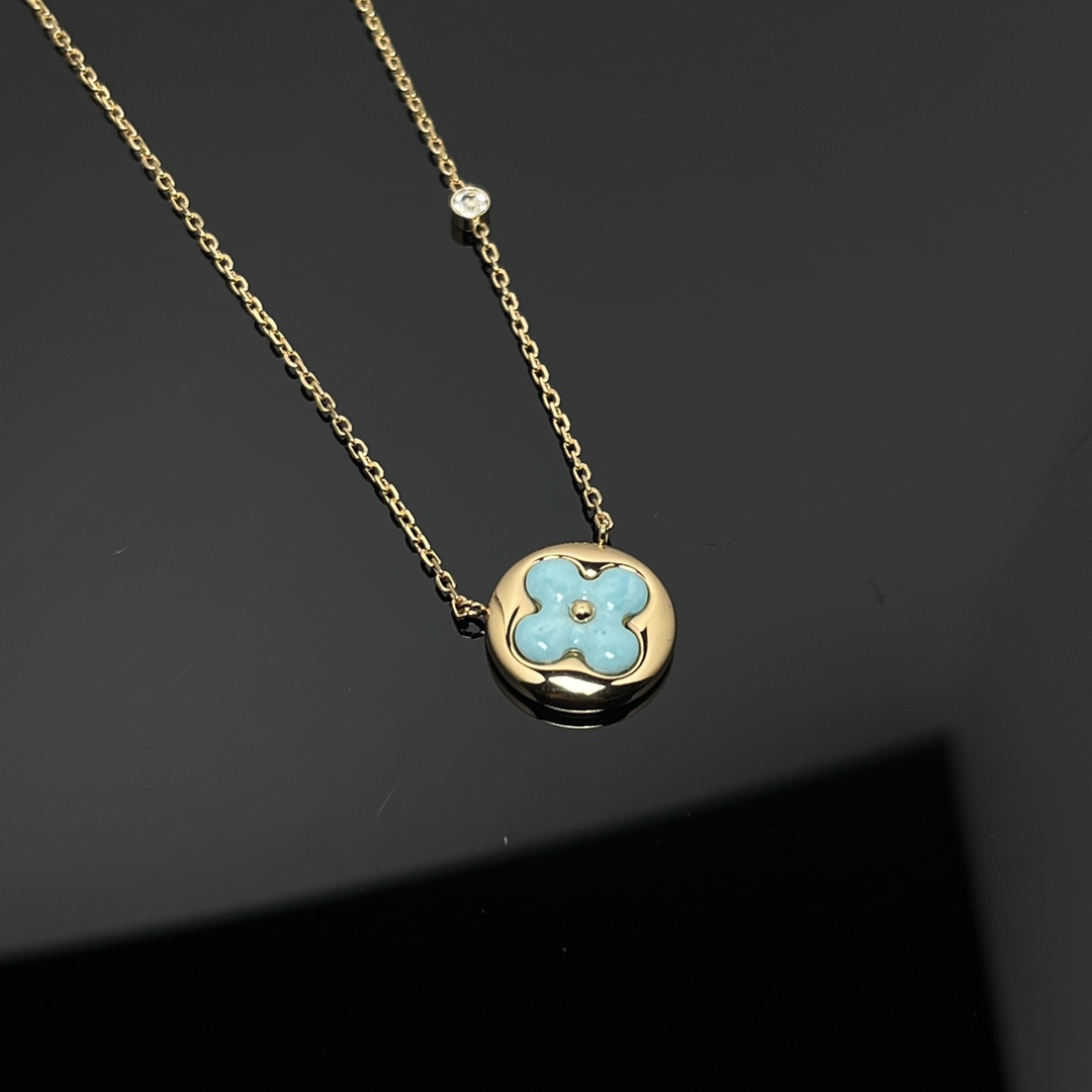 Louis Vuitton Blue Amazonite Sun Blossom Pendant Necklace - Best Replica Jewelry™