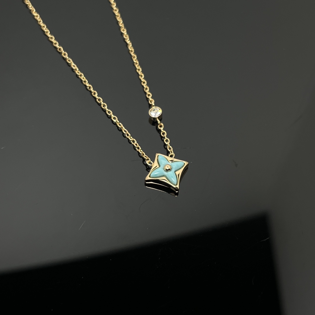 Louis Vuitton Blue Amazonite BB Star Pendant Necklace - Best Replica Jewelry™