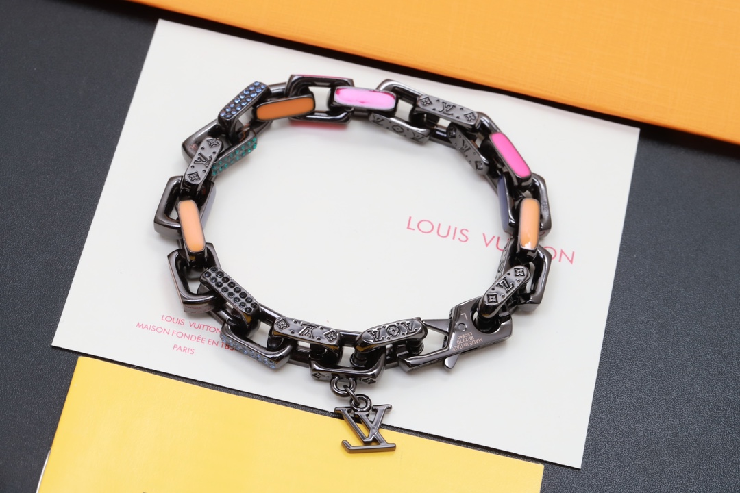 Louis Vuitton Black Gold Monogram Bracelet - Best Replica Jewelry™