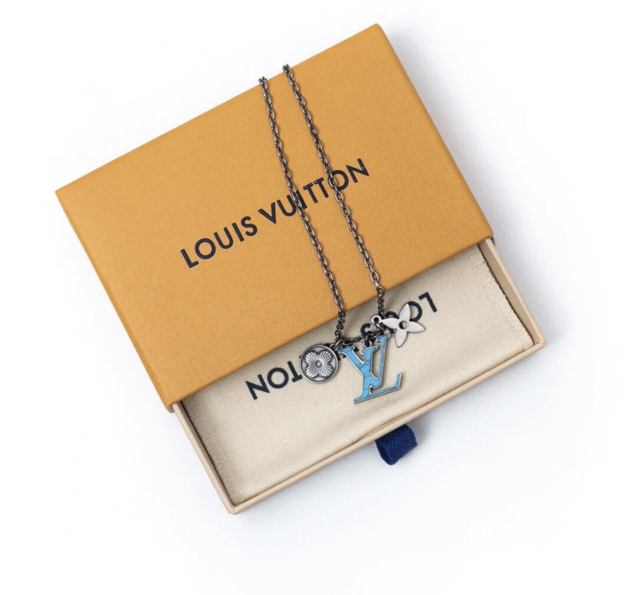 Louis Vuitton Blue LV Pendant Necklace - Best Replica Jewelry™