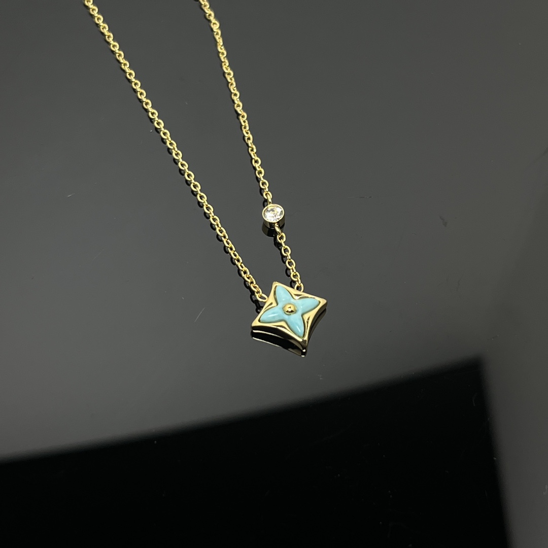 Louis Vuitton Blue Amazonite BB Star Pendant Necklace - Best Replica Jewelry™