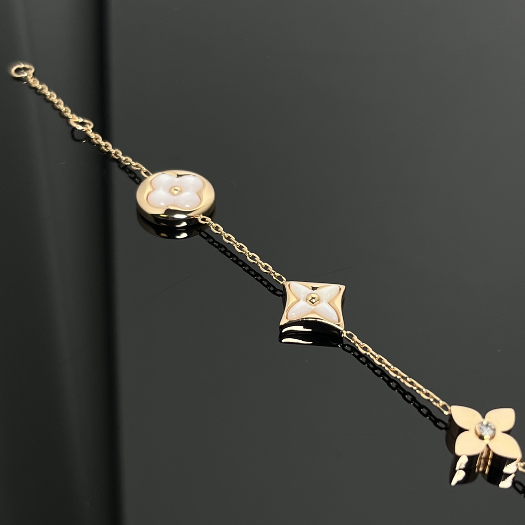 Louis Vuitton White Mother of Pearl Star Sun Blossom 5 Motifs Bracelet - Best Replica Jewelry™