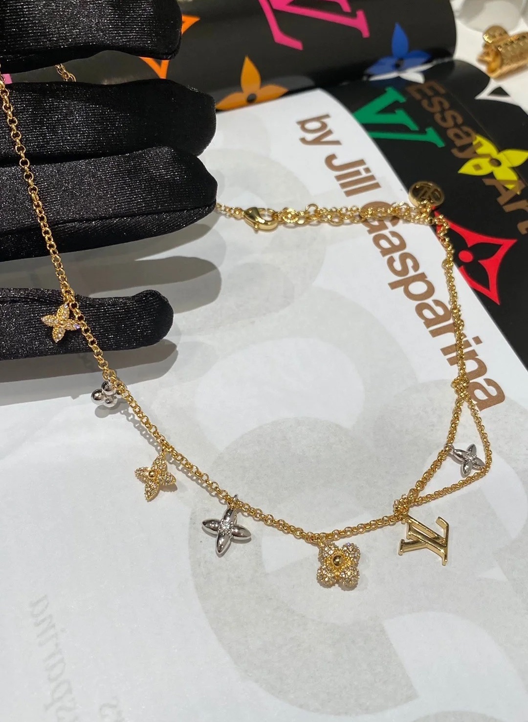 Louis Vuitton Mixed Metal Color Charms Necklace - Best Replica Jewelry™