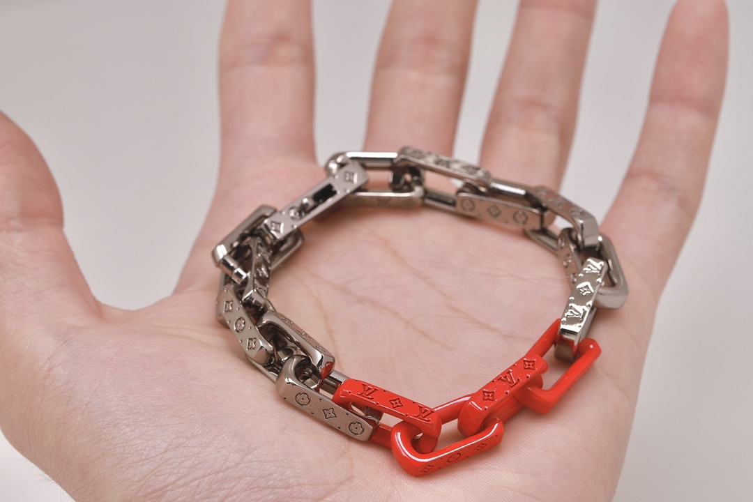 Louis Vuitton Orange Silver Monogram Bracelet - Best Replica Jewelry™
