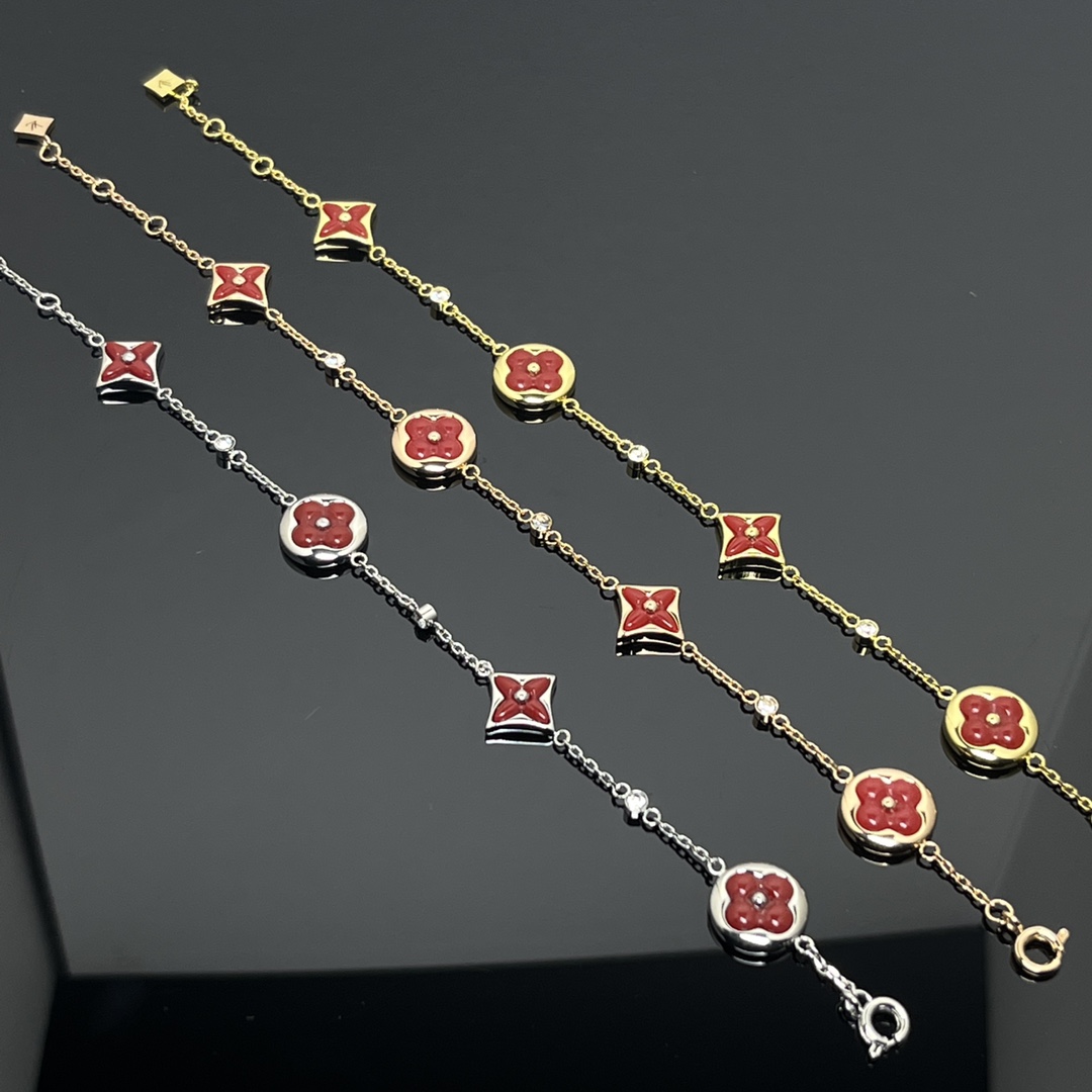 Louis Vuitton Red Carnelian BB Star Sun Blossom 4 Motifs Bracelet - Best Replica Jewelry™