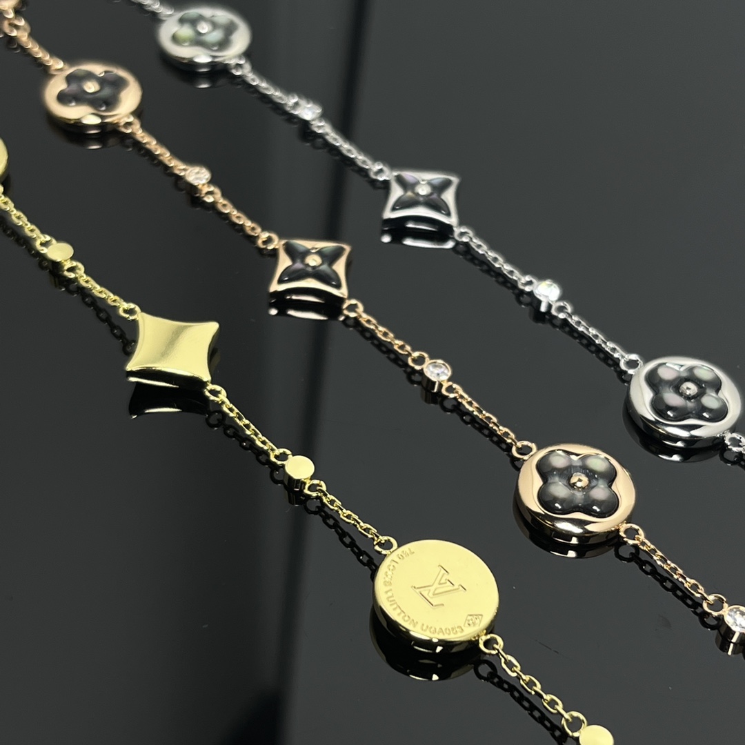 Louis Vuitton 4 Motifs Grey Mother of Pearl Color Blossom Bracelet - Best Replica Jewelry™