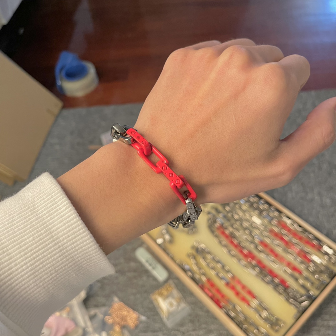 Louis Vuitton Orange Silver Monogram Bracelet - Best Replica Jewelry™