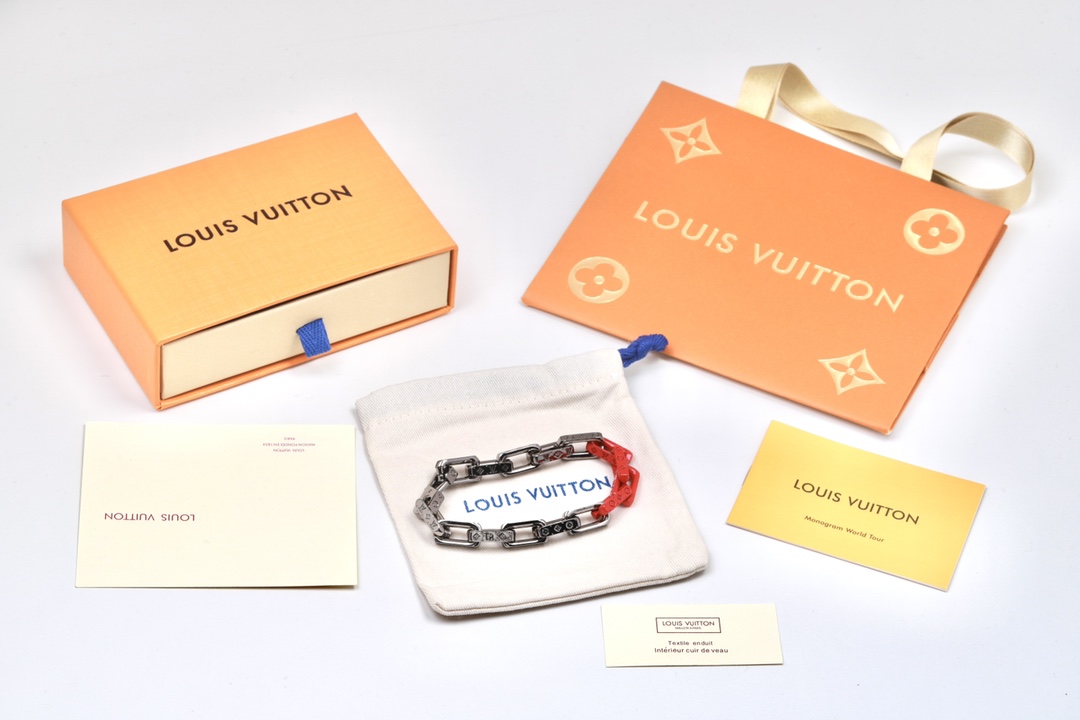 Louis Vuitton Orange Silver Monogram Bracelet - Best Replica Jewelry™