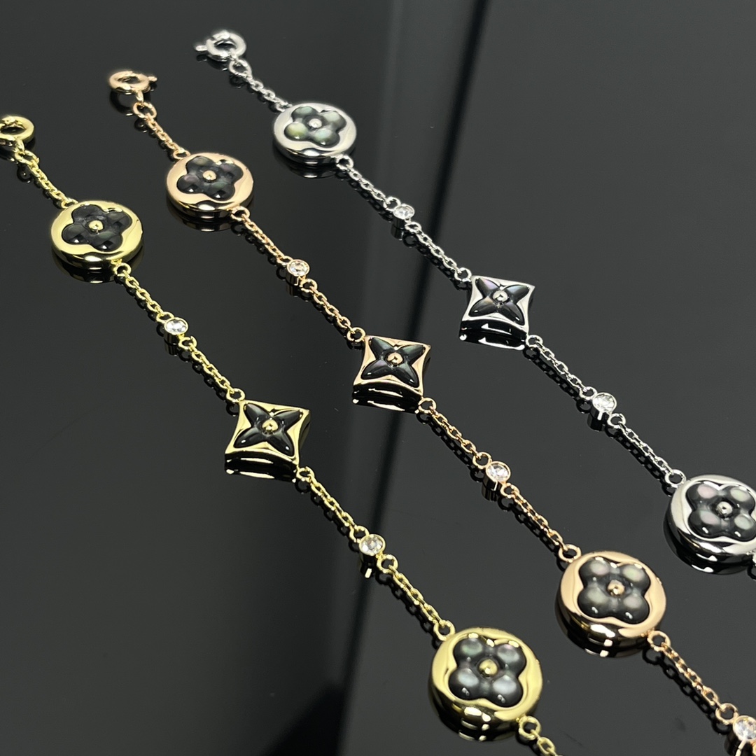 Louis Vuitton 4 Motifs Grey Mother of Pearl Color Blossom Bracelet - Best Replica Jewelry™